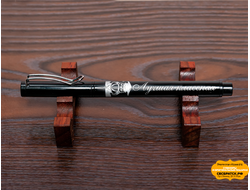 Металлическая ручка с гравировкой серебро