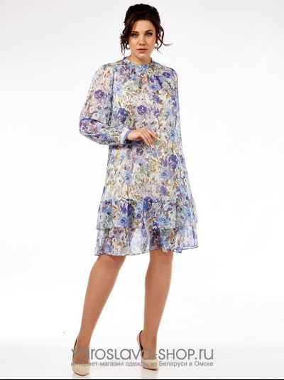 Шифоновое платье А-силуэта с цветочным принтом