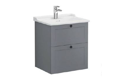 Модуль с классической раковиной, Vitra Root Classic, 60 см, 2 ящика, матовый серый, 68850