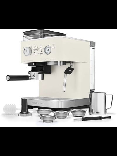 Полуавтоматическая эспрессо машина с кофемолкой KitchenAid, фарфорово-белый, 5KES6551EPL