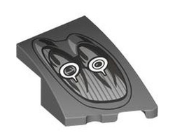 Wedge 3 x 2 Right No Studs with Pagani Utopia Car Headlight, 2 Silver Bulbs and Black Outline Pattern, Dark Bluish Gray (80178pb006 / 6437917)