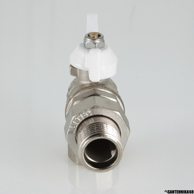 Кран шаровый VALTEC BASE угловой с полусгоном и белой ручкой 1/2 3/4 VT.228.NW