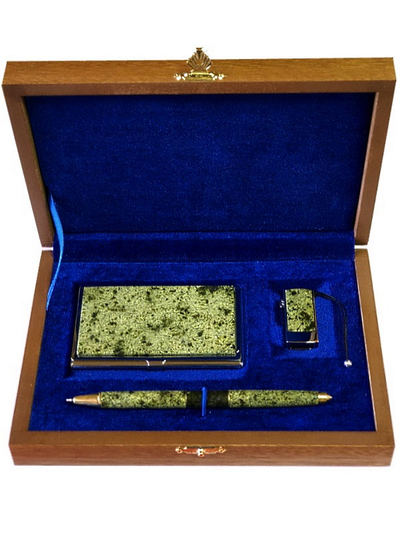 Подарочный бизнес набор из камня змеевик