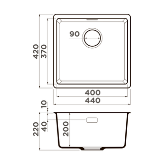 МОЙКА OMOIKIRI KATA 44-U BL (4993403) ЧЕРНЫЙ
