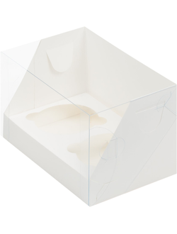 Коробка на 2 капкейка с прозр. кр. (белая, 160*100*100мм)