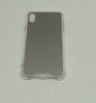 Защитная крышка силиконовая iPhone XS max, акриловое зеркало, серебристая