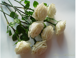 Белые розы из полимерной глины полноразмерные