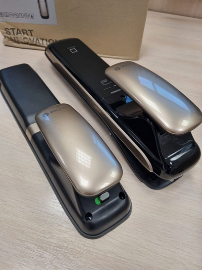 Врезной электронный дверной замок Solity GSP-1000BK GOLD с отпечатком пальца