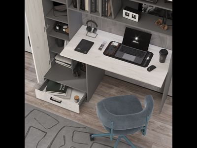 Стол письменный Техно графит/дуб крафт белый (Мебелони)