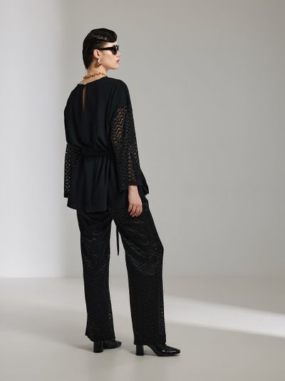 Женские комбинированные нарядные брюки