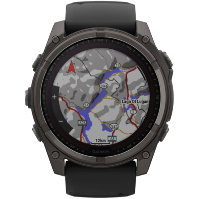 Часы Garmin Fenix 8 —51mm Solar Sapphire Carbon Gray DLC Titanium Black / Pebble Gray