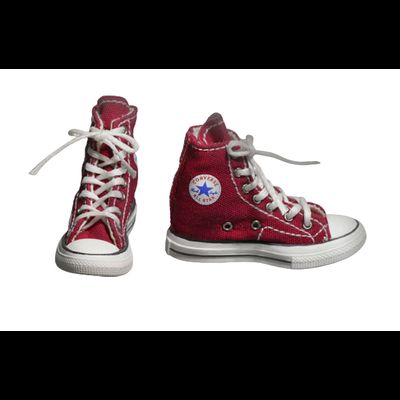 Женские кеды (красные) 1/6 hand-made high-top canvas women's shoes (WK-88007D) - WOLFKING