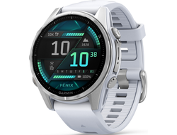 Garmin Fenix 8 43mm Amoled Silver with Whitestone Silicone Band (010-02903-00 / 010-02903-06)