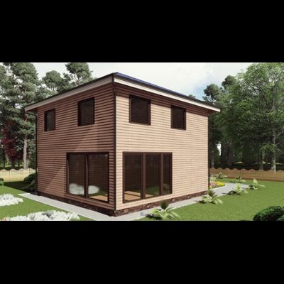 Двухэтажный каркасный дом с четырьмя спальнями 145м² (SK62)