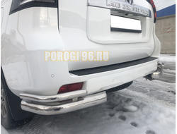 Защита заднего бампера угловая двойная d60/42 для Toyota Land Cruiser Prado 150 Black Onyx (2020-...)