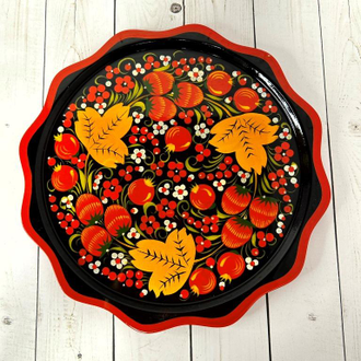 Тарелка поднос Фигурная 30 см панно с росписью Хохлома