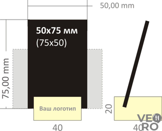 Наклонная Меловая табличка-ценник 50х75 мм на деревянной подставке