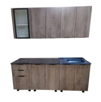 Кухня Рокси 1,6м со стеклом белый, лиственница сибирская/луна