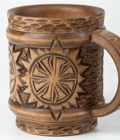 Кружка деревянная "Солнце Коло" 0,5л