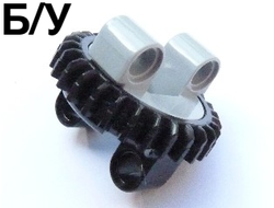 ! Б/У - Technic Turntable 28 Tooth with Black Top 99009 / 99010, Light Bluish Gray (99009c01) - Б/У