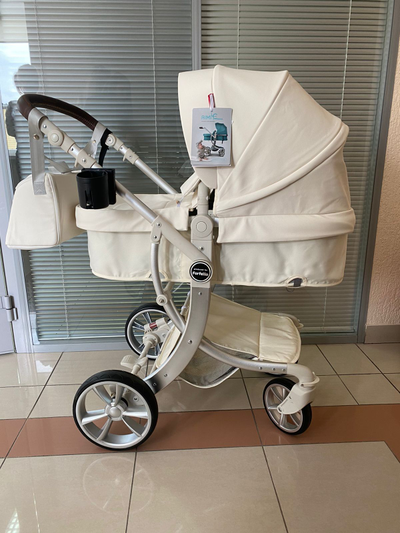 Детская коляска 2 в 1 Farfello Aimile Original Молочный Экокожа