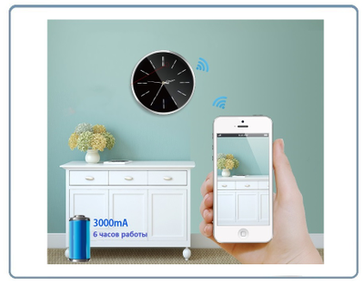 IP видеоняня WiFi/LAN (Настенные часы  чёрные, круглые) с аккумулятором и с DVR, Full HD 2 Mp (HDSmartIPC)