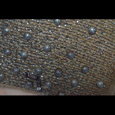 Коричневый женский вязаный берет с украшениями Vizio Италия 6439