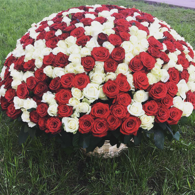 Микс из 201 розы в корзине