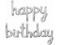 Набор шаров-букв Мини-Надпись Happy Birthday серебро