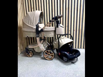 Детская коляска 3 в 1 Farfello Aimile Original Кремовый Экокожа