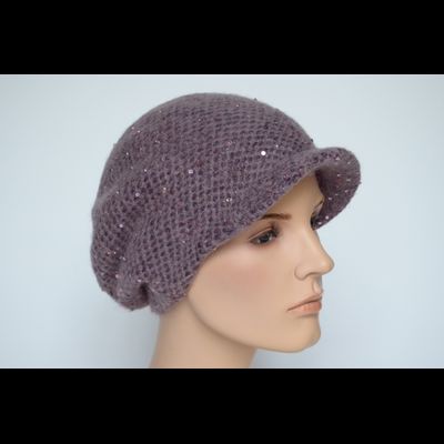 Вязаный берет с козырьком Vizio Италия 6161 сиреневый