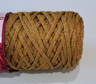 Бежевый  ИРИСКА полиэфирный шнур с глиттером без сердечника 3 мм 100 м