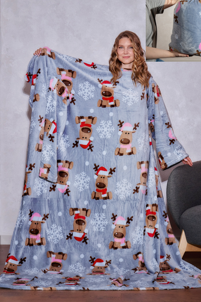 Плед с рукавами "Лапландия" из микрофибры (велсофта)