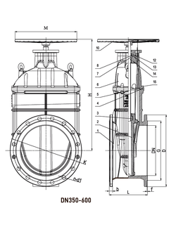 Задвижка чугунная с обрезиненным клином RSV03 DN350 PN10