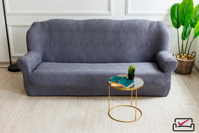 Чехол на 2х местный диван Жаккард Волна Пепельный. Россия