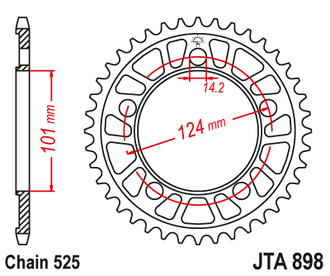 Звезда ведомая алюминиевая JT JTA898.38 (JTA898-38) (A898-38) для KTM Road