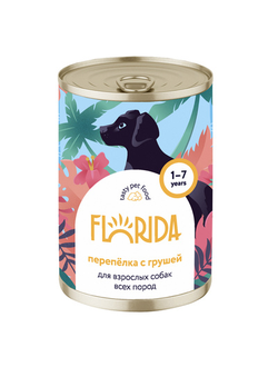 Florida (Флорида) влажный корм (консерва) для собак перепёлка с грушей, 400 г