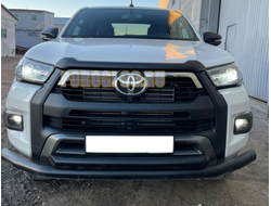Защита переднего бампера двойная с покрытием «раптор» d76/60 для Toyota Hilux Black Onyx 2020-