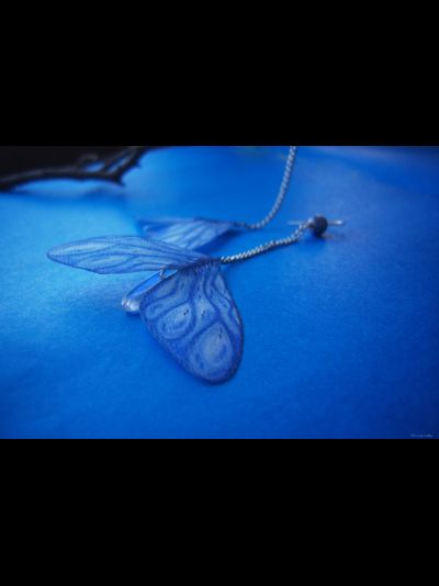 "Небокрылые феи весенних дождей", длинные серьги с шёлком и каплями