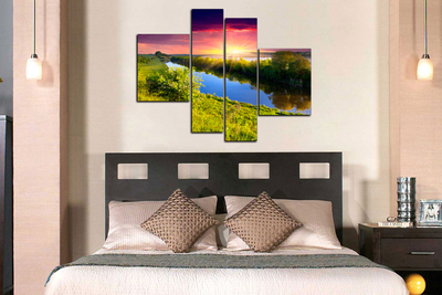 Модульная картина "Фиолетовый закат"