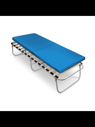 Кровать раскладная усиленная с мягким матрасом РК7М, рисунок синий