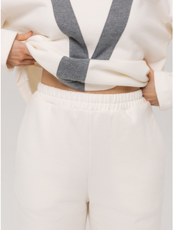 Брюки c манжетами хлопковый велюр (белоснежный)