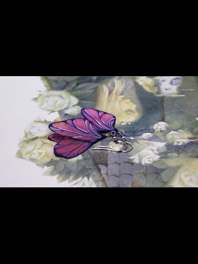 Серьги из шёлка "Крылышки Феи Розового Сада"