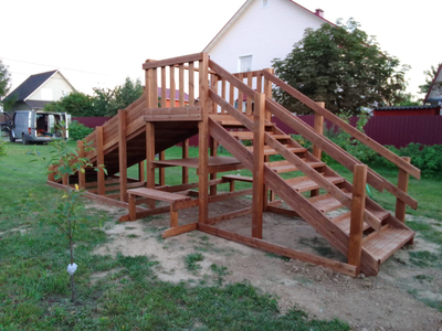 Зимняя деревянная заливная горка Выше Всех Ледянка 1 (масло)