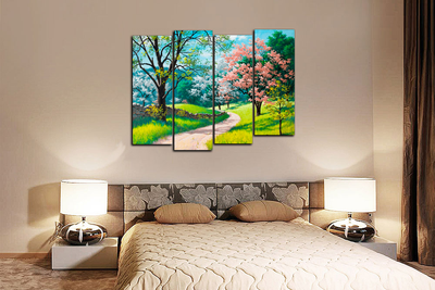 Модульная картина "Светлая тропинка. Сакура"