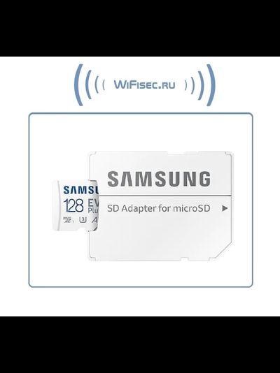 Карта памяти microSDXC UHS-I U3 Samsung EVO PLUS 128 ГБ, 130 МБ/с, Class 10, + переходник SD