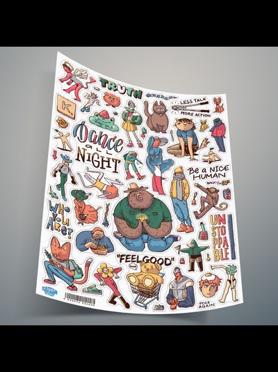 Набор стикеров наклеек необычные ЧЕЛОВЕЧКИ, 4 шт.