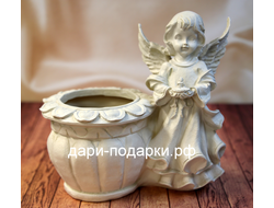 Кашпо АНГЕЛ СО СВЕЧОЙ 20*24см  0,6кг  полистоун Россия  1040//085091*