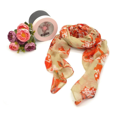 Шарф "Розы" женский Zaro в подарочной коробочке, 100% хлопок, 175х80см  (9 расцветок)