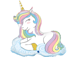 Фольгированный шар "Единорог (Макарунс) на облаках"